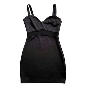 EUC Tobi Black Mini Bodycon Dress, Sleeveless, Sheer rib cage, Size Medium